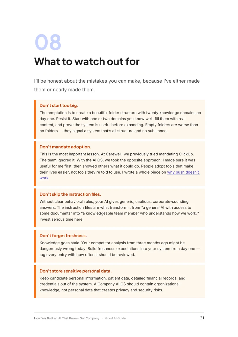 Page 21 du document: 8. What to watch out for